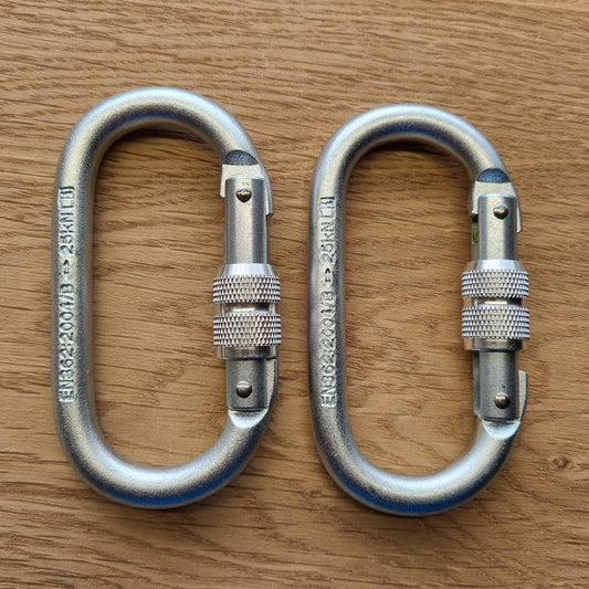 2x Schraub-Karabiner aus Edelstahl