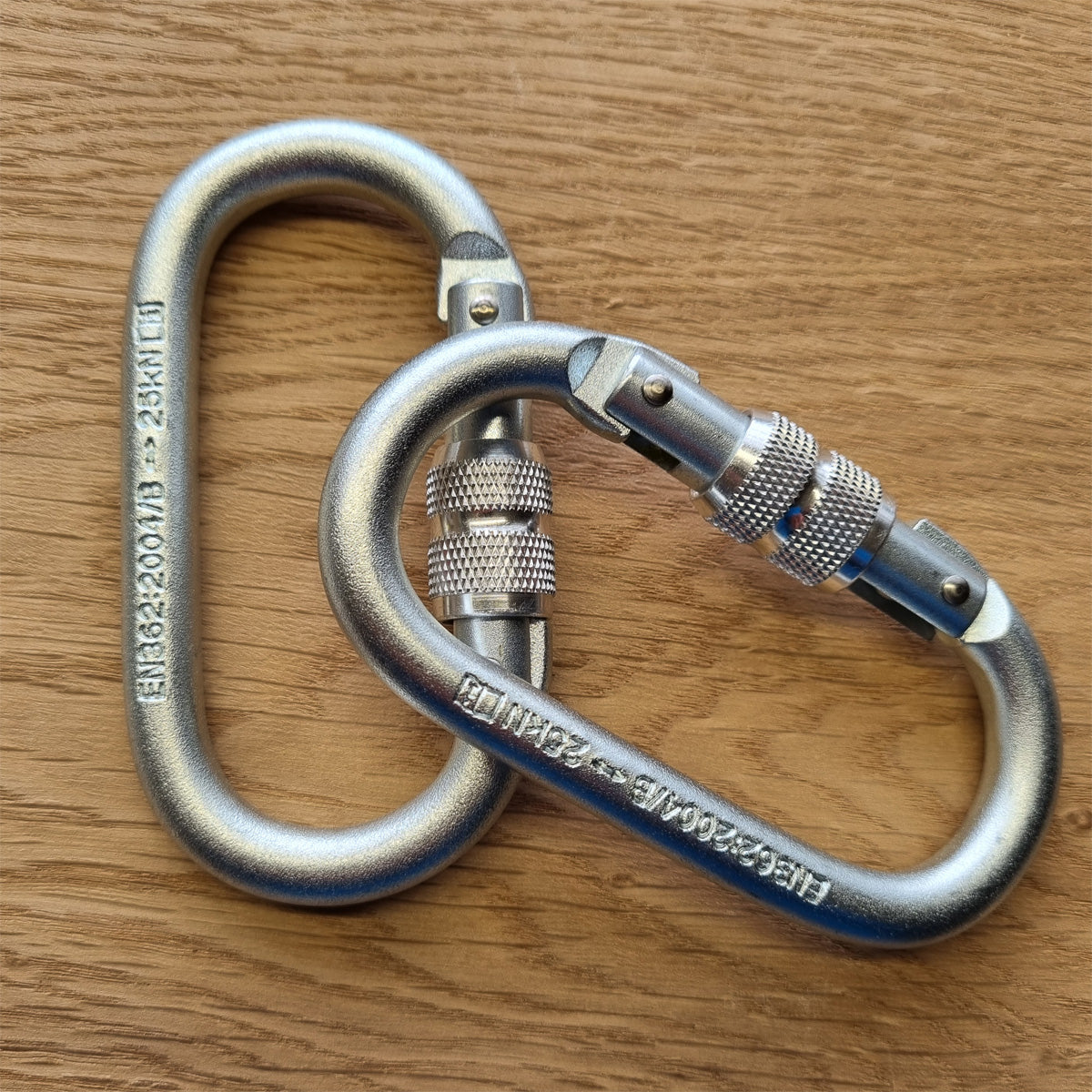 2x Schraub-Karabiner aus Edelstahl